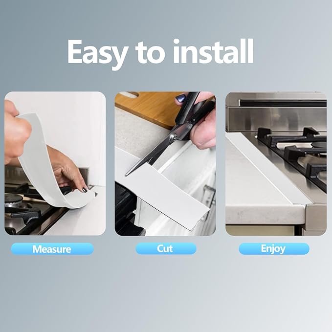 Silicone Stove Gap Covers (2PCS), 25 inch Gap Filler, Oven Counter Side Gap Guard, Heat Resistant & Easy Clean, Semi-Clear