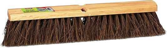 Push Broom Indoor and Outdoor Floor Sweep Use, 18 Inch, Heavy Duty Hardwood Block, Palmyra Bristles Scrub Brush, Cleaning Broom for Patio Garage, Deck, Or Home Use