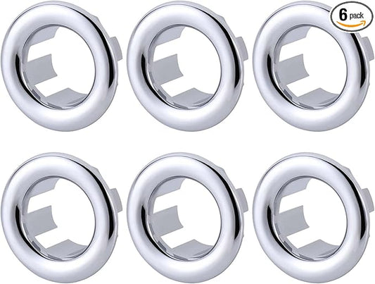 ARCORA 6 Pack Sink Overflow Ring, Bathroom Kitchen Sink Basin Trim Overflow Cover Hole Insert Cap Chrome