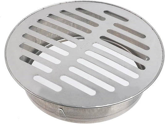 Antrader Round Floor Drain Cover,Stainless Steel Sewer Drain Cover for Outdoor Yard Pipe Roof Balcony,5.79 Inch,Silver Tone (1Pcs)