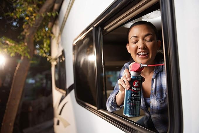 3-IN-ONE RVcare Window & Track Dry Lube with SMART STRAW SPRAYS 2 WAYS, 10 OZ [6-Pack]