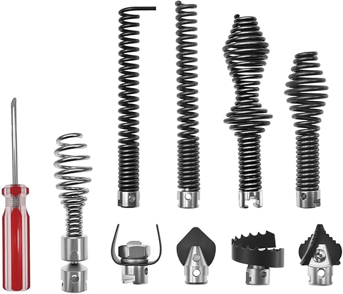 10Pcs Drain Snake Attachment Kit for Heavy-Duty Cables, for RIDGID K-400 C-4 C-6 C-7 C-8 and C-9 Drain Cleaning Machine, for 5/8" 16mm Drain Snake Cable Heads Tips