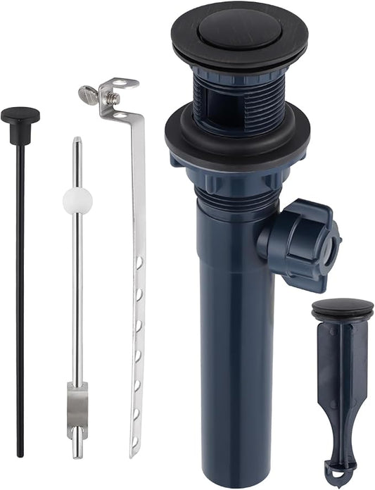 Bathroom Sink Drain with Lift Rod, Pop Up Sink Drain with Overflow, Universal Fit, Oil Rubbed Bronze Drain Stopper for Vessel Sink, Assembly for Bathroom Faucet
