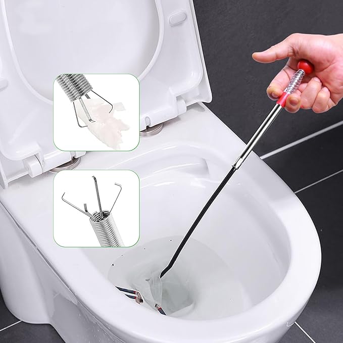 Upgraded Drain Snake 76" with Hook, Plumbing Snake Auger Tool, Sink Snake Drain Clog Remover for Bathroom Sink, Shower, Kitchen, Bathtub, Multi-Size with Grip, Flexible for Tight Spaces Industrial Use