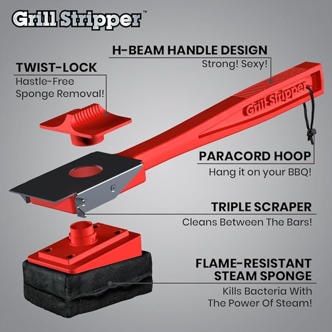 GRILL STRIPPER Bristle Free Grill Brush (Removable Sponge)
