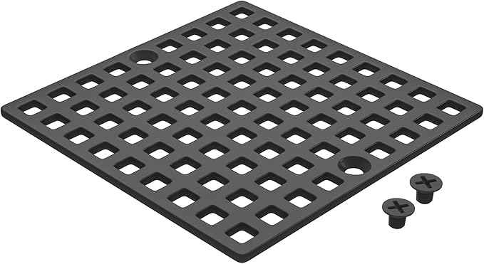 3-7/8" Matte Black Shower Drain Cover - Square Floor Drain Cover Replacement - Hair Catcher/Drain Strainer for Bathrooms, Showers, and Sinks - SUS304 Stainless Steel & CUPC Certified