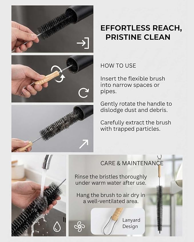 Dryer Vent Cleaning Brush Lint Cleaner Remover, Bendable Dust Pet Hair Gap Home Cleaning Tools 2Pcs (28.5 Inches)