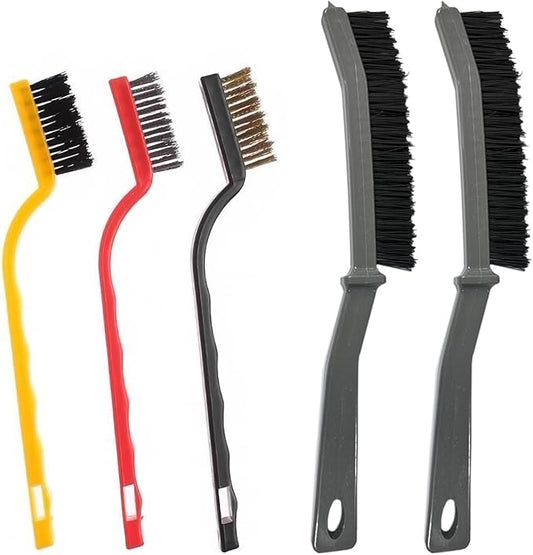 Kitchen Stove Gap Cleaning Nylon Scrub Brush, Hard-Bristled Crevice Cleaning Brushes Set for Range Hood Grease Grime, Clean Tiles Corners, Bathroom, Shower, Door Window Track (5 Pcs)