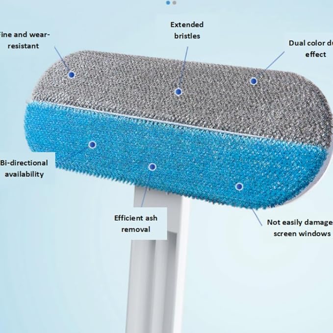 Three in One Non-Disassembly Screen Brush, Glass Scraper, Double-Sided Dry and Wet Cleaning Tool, Gap Brush, Multi-Functional (Grey White)