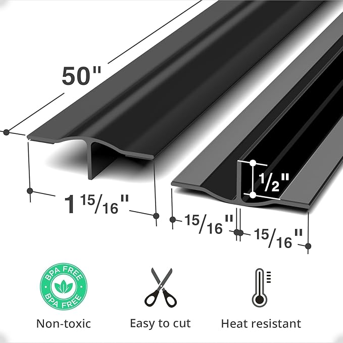 Silicone Stove Gap Cover X-Protector – 50” x 2" Guard Between Stove and Counter – Self-Adhesive Premium Counter Gap Filler – Heat Resistant Oven Counter Gap Protector – Silicone Stove Top Spill Guard