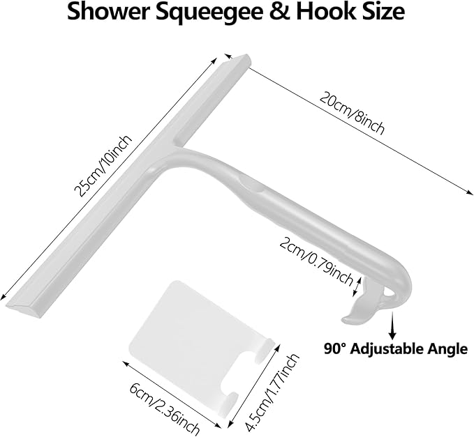 Shower Squeegee for Glass Doors, 2-in-1 Silicone Shower Squeegee with Hook,Hang Anywhere | Streak-Free Bathroom Squeegee | Household Window Mirror Squeegee for Bathroom, Glass, Tile Wall, Car | Gray