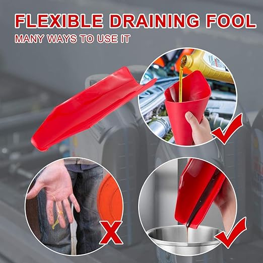Cyantor Flexible Oil Drain Tool Funnel, Reusable Oil Filter Funnel Spill Free, Portable Flexible Draining Tool Can be Molded Into Different Shape