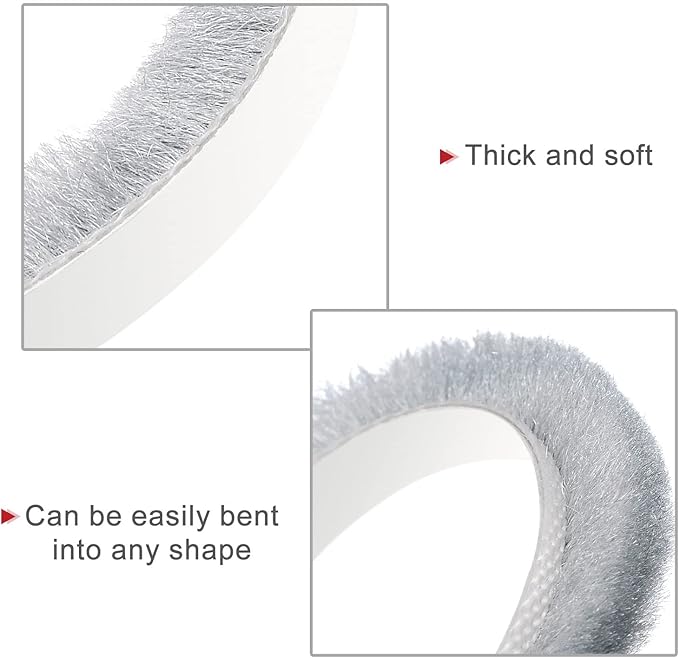 uxcell Weather Stripping Brush, 26ft L x 0.3" W x 0.3" H Self-Adhesive Seal Weatherstrip Sweep Brush Gray for Door Window