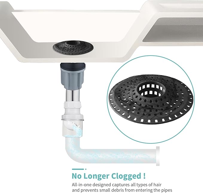 Aluvor Shower Hair Drain Catcher, Silicone Bathtub Drain Hair Catcher Strainer, All-in-one Tub Hair Catcher Drain Protector for 1.48'' to 1.76'' Regular Drains, 3PCS/NBlue Black DGreen