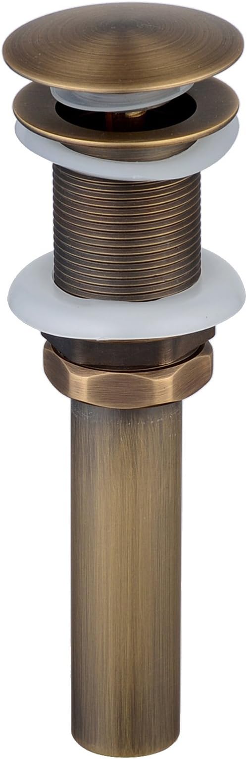 Beelee Bathroom Sink Drains Pop Up Drain with Overflow for Vanity Vessel Sinks Without Overflow, Antique Brass Finish,BLDW9440A