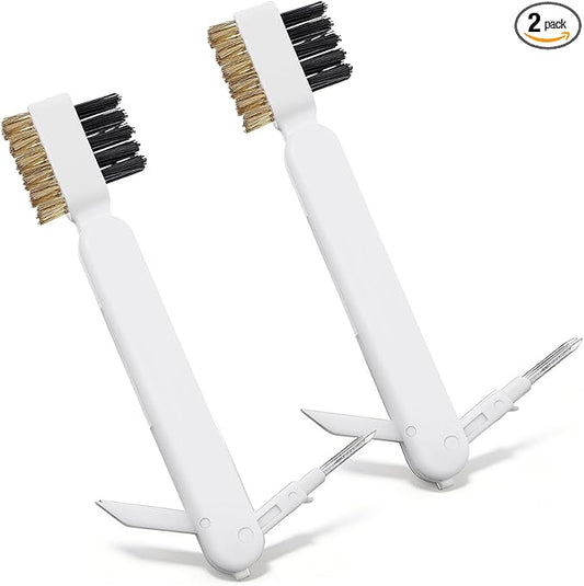 2 PCS Gas Stove Cleaner Brush, Kitchen Cleaning Scrub Brush with Stiff Bristles & Cooktop Scraper Deep Gas Stove Top & Cooktop Scraper for Pot Pan Range Hood Grease Grime