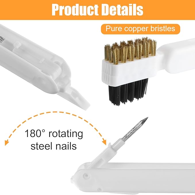 2Pcs Kitchen Stove Cleaning Brush, Bent Cooktop Scraper, Gas Stove Cleaning Brush Scraper Set, Nylon Brush Head Brushes for Kitchen Gas Burners Cooktop Pan Range Hood Grease Grime