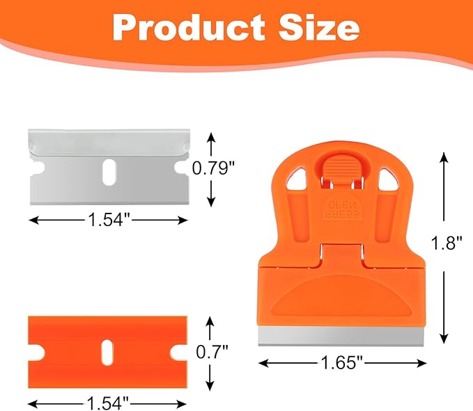 WEGAZ-4 Pcs Mini Plastic Razor Blade Scraper Tool-Suitable for Cleaning Windows and Glass Stoves-Equipped with 20 Blades.