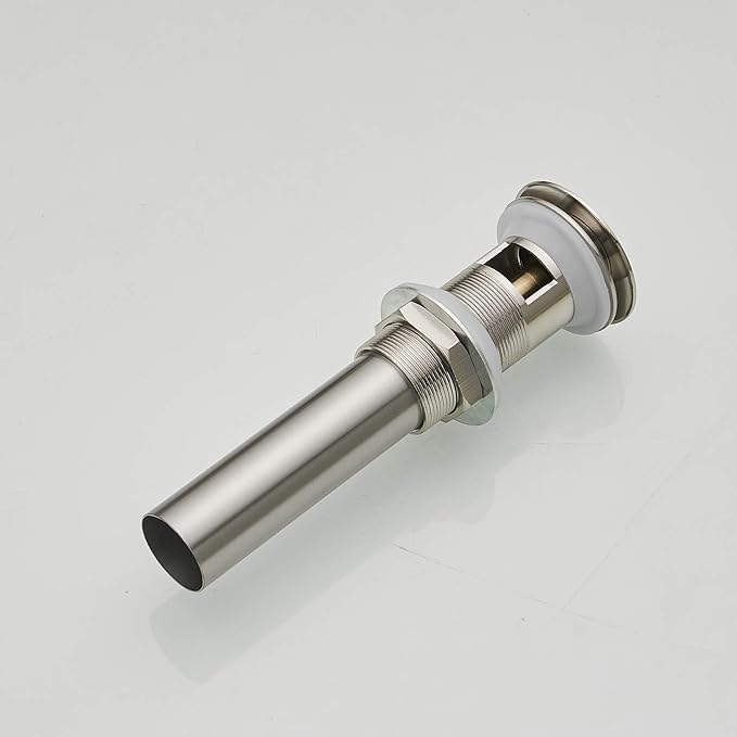 BWE Bathroom Sink Drain Bathroom Faucet Vessel Vanity Sink Drain Stopper with Overflow Brushed Nickel Fits Bathroom Standard Sink Hole 1-1/2" to 1-3/4"