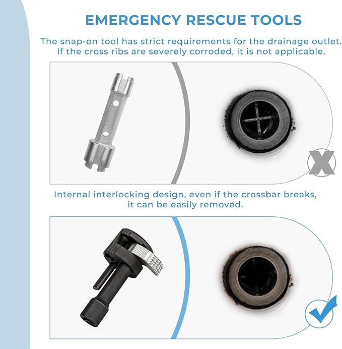 Tub drain removal tool, Remove the damaged, corroded or rusted drainage extractor, applicable to 3/8-inch ratchet wrench - sliver