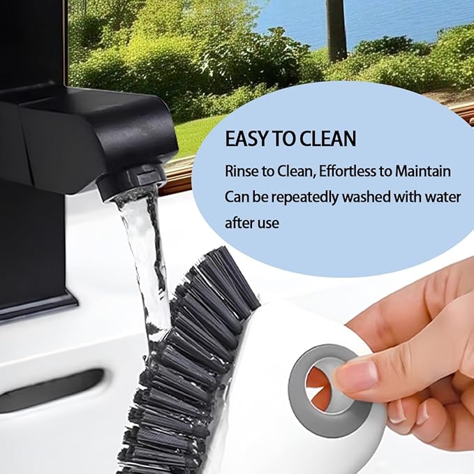 2 in 1 Car Groove Cleaning Brush, Multifunction Vehicle Crevice Cleaner with Hidden Scraper, Automotive Window Seal Sill Sliding Door Track Cleaning Brush, Universal Fit (Gray White)