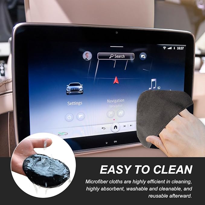 2PCS Car Screen Cleaner, 4.13"×4.13" Square Microfiber Cloth Auto Cleaning Wipes, Reusable Non-Scratch Touchscreen Cleaning Pad for Dashboard LCD Display Laptop, Car Accessories