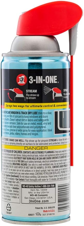 3-IN-ONE RVcare Window & Track Dry Lube with SMART STRAW SPRAYS 2 WAYS, 10 OZ [6-Pack]