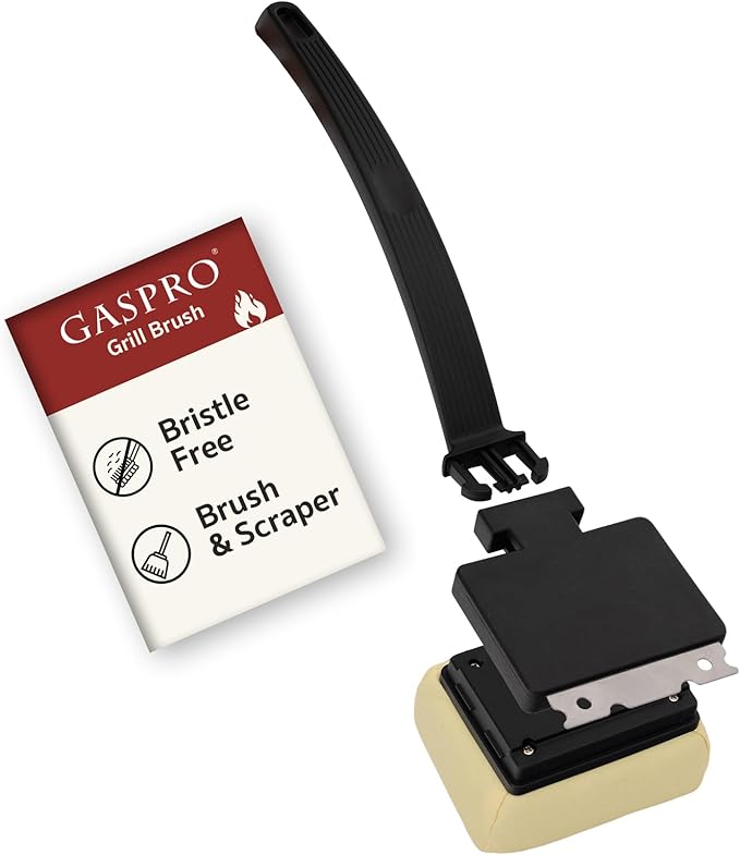 GASPRO Bristle Free Grill Brush for Outdoor Grill, BBQ Brush with Scraper, Prevents Coating Damage, Safe for Cast Iron & Stainless Steel Grill, Soft Brush Head Replaceable & Dishwasher Safe