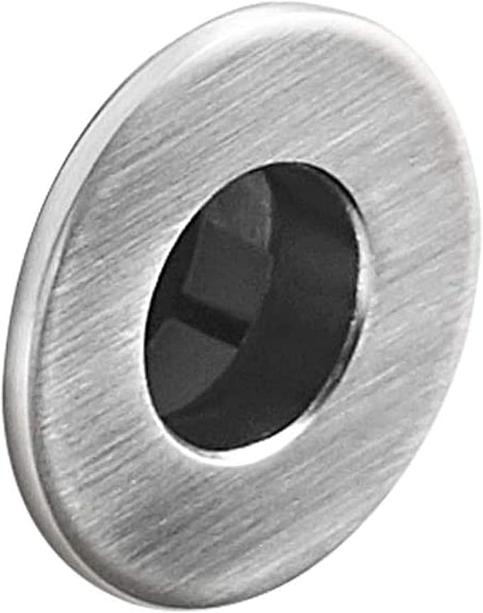 BWE Brushed Nickel Sink Basin Trim Overflow Cover Brass Insert in Hole Round Caps