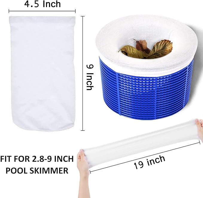 50 Pack Pool Skimmer Socks for Pool Filters, Filters Baskets and Skimmers to Filter Debris and Leaves, Protact Filter System of Inground and Above Ground Pools