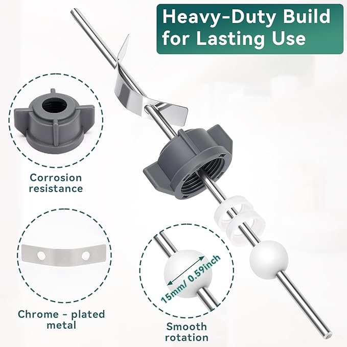 Lavatory Pop Up Center Piece Assembly, Pop-Up Drain Repair Kit, Compatible with Moen, Kohler with 15MM Ball, Long Rod, Bathroom Sink Pivot Rod Replacement Parts