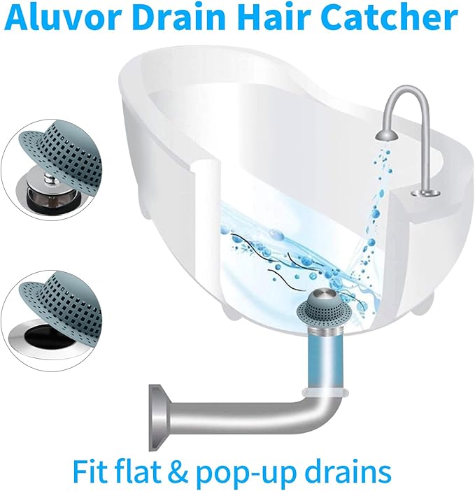 Aluvor Shower Drain Hair Catcher Bathtub Drain Cover Shower Protector for Pop-Up & Regular Drains