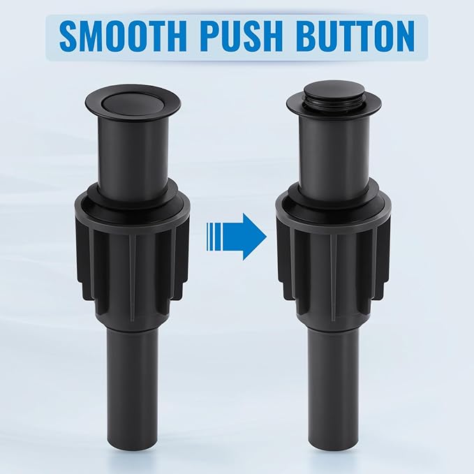 ALEASHA Pop Up Sink Drain Without Overflow, Bathroom Sink Drain Vessel Sink Stopper Pop Up Sink Drain Stopper, Pop Up Drain for Bathroom Sink Drain Strainer for Hair Catcher, Matte Black