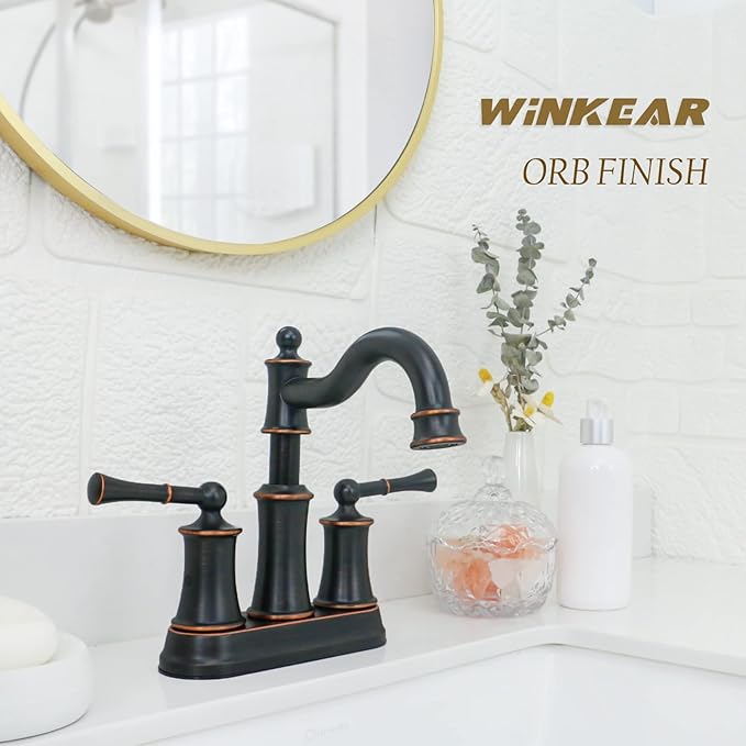 Roman Bathroom Sink Faucet Deck Mount or Wall Mount Installation Pop-up Drain Assembly with Overflow Deck Plate and Water Supply Lines Included (2 Hole Deck Mount, ORB)