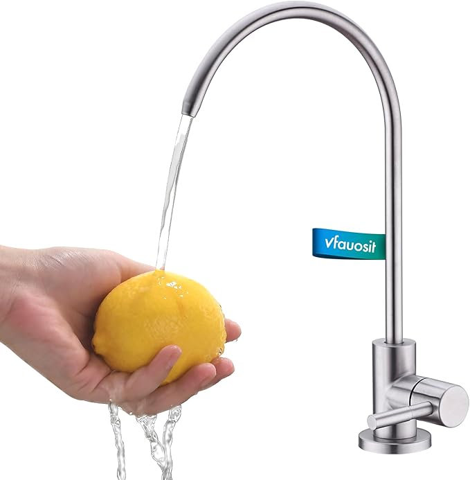 VFAUOSIT Water Filter Faucet, Drinking Water Faucet for Kitchen Sink Fits Most Reverse Osmosis or Water Filtration System, Lead-Free Stainless Steel Non-Air Gap RO Faucet Brushed Nickel for Bar Sink