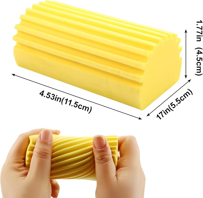 4-Pack Damp Cleaning Sponge Brush Set - Suitable for Kitchen and Car Window Cleaning,Mirrors, Window Track Grooves, Multi-Functional Cleaning Products That are Efficient Cleaning Tools(Yellow)