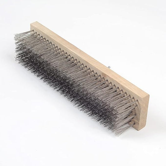 12" Heavy-Duty Rough Surface Floor Brush,Stainless Steel Wire Large Deck Scrub Brush 12" x 2.7” Removes Snow, Dirt & Grime on Drivways, Steps, Patios, Decks, Tile, Cement Without Stick (12")