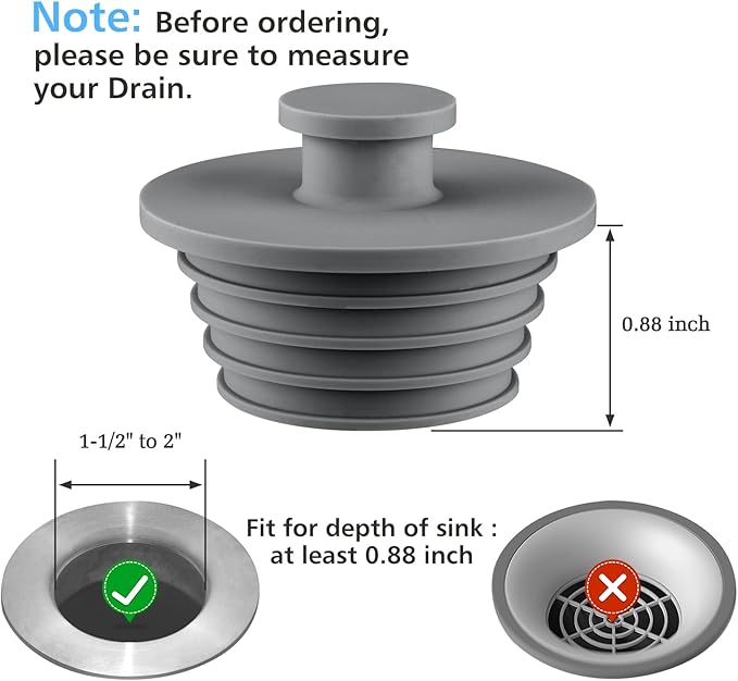 Aluvor Bathtub Stopper 2pcs Sink Stopper Tub Plug Bathroom Shower Drain Plug Silicone Bathtub Drain Plug Tub Drain Stopper Washbasin Stopper