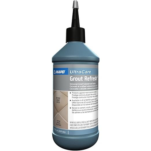 MAPEI UltraCare Grout Refresh, Universal Grout Colorant & Sealer, 8 oz Bottle – Easy Grout Restoration & Protection, 5027 Silver