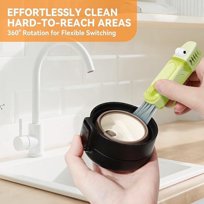 3 in 1 Cup Lid Gap Cleaning Brush Set, Multifunctional Bottle Cleaning Brush, Silicone Cup Lid Gap Cleaner, Home Kitchen Crevice Cleaning Tools (Blue)