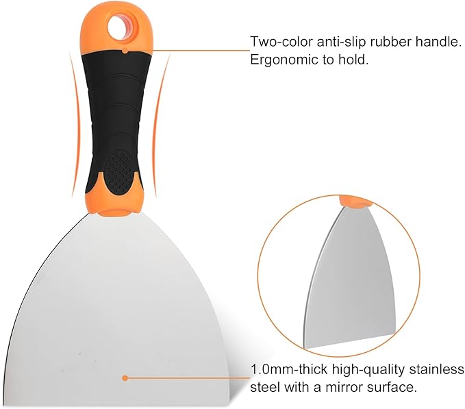 3-Piece Spackle Knife Set: 2", 3"，and 5" Professional Putty Knives - Paint Scraper and Drywall Tools for Wall Repair-WEGAZ