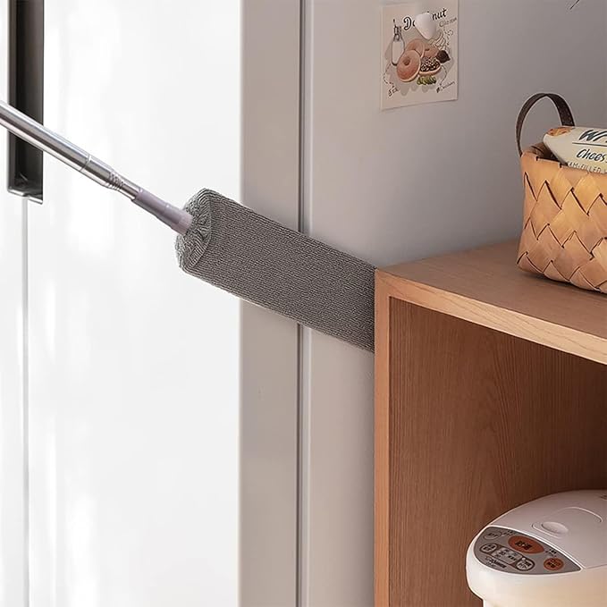 Retractable Gap Dust Cleaner Cleaning Tools with 2 Microfiber Dusting Cloths Long Handle 55inches Washable and Retractable Duster Brush for Cleaning Under Appliances Furniture Couch Fridge