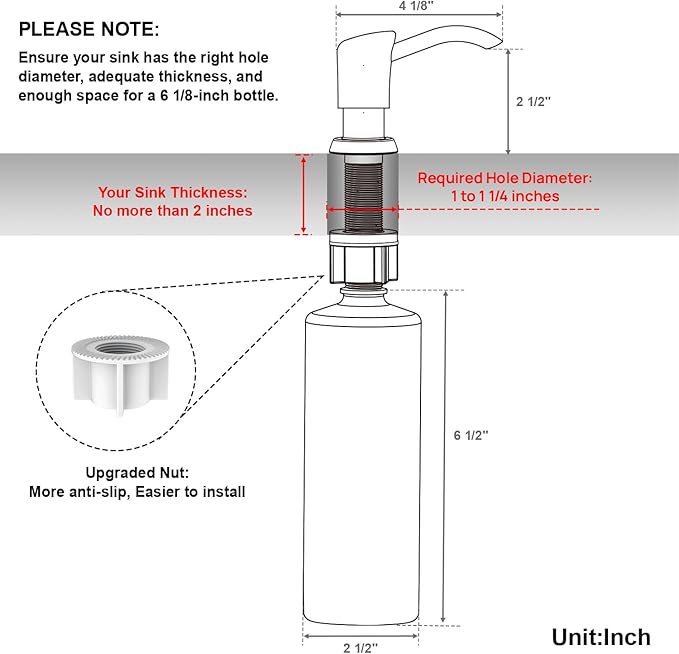 GAGALIFE Soap Dispenser for Kitchen Sink, ABS in Counter Soap Dispenser(Oil Rubbed Bronze), with 17 Ounce Large Pet Soap Bottle, Refill from The Top, Venetian Bronze