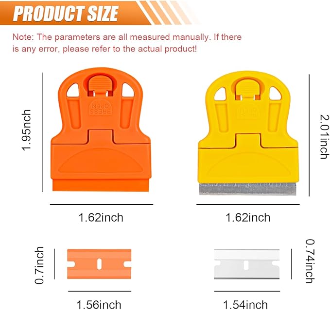 2PCS Razor Blade Scraper Tool Set, Mini Car Paint Remover with 10 Plastic Blades & 10 Metal Blades, Vehicle Adhesive Cleaning Tool for Removing Labels, Stickers Taping on Window, Oven (2PCS)