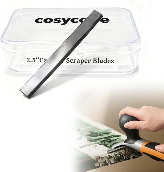 2.5" Double-Edged Reversible Tungsten Carbide Paint Scraper Blades（1 pc) - Fits 2-1/2 inch Scrapers, for Removing Paint, Glue, Wood & Grout