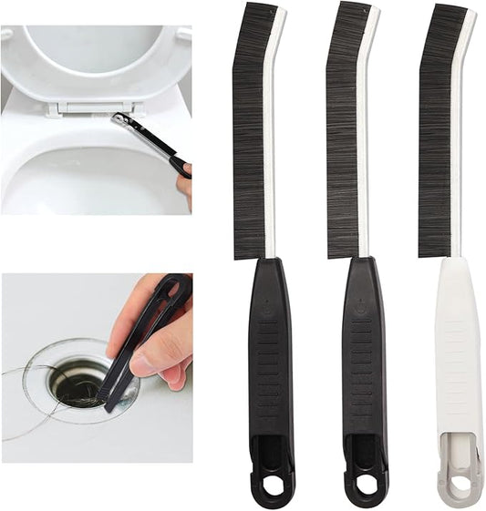 Crevice Cleaning Brush,Hard Bristle Cleaning Supplies,Grout Scrub Brushes with Clip for Clean Tile Floor,Gap, Bathtub, Sink, Window,Household Cleaning Tools,Home Essentials(3PCS DarkBlack White)