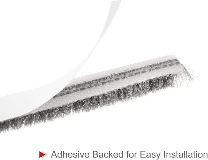 uxcell Weather Stripping Brush, 26ft L x 0.28" W x 0.24" H Self-Adhesive Seal Weatherstrip Sweep Brush Gray for Door Window