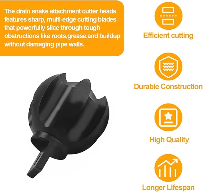 2CG&2" Drain Cleaner Cutter Heads for ClogChopper,Drain Snake Drill Attachment,Multi-Function Root Auger Cutter Cleaning Tool