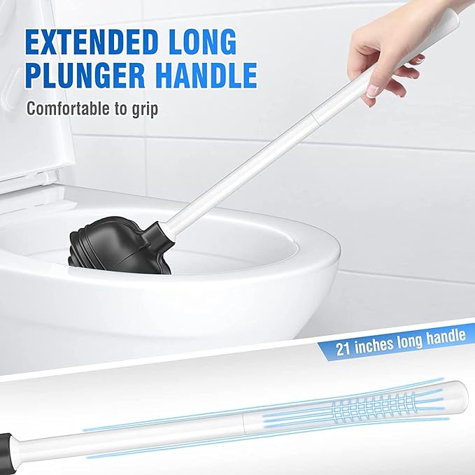 uptronic Toilet Plunger with Holder, Unique Plunger with All-Angle Design, Plungers for Bathroom with Holder, Heavy Duty Toilet Plunger for 5.7-inch Toilet Drain Bathroom Cleaning