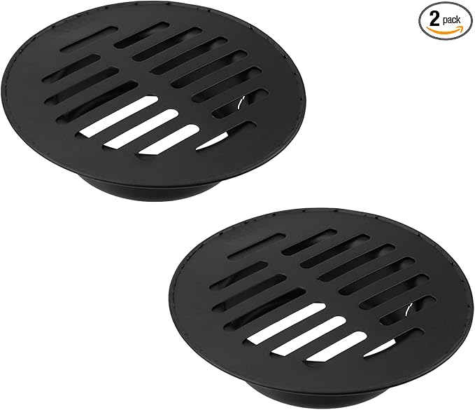 Antrader Drain Cover,Floor Drain Cover Stainless Steel Floor Drain for Outdoor Yard Pipe Roof Balcony,Easy Install,Black,3.35 Inch (2Pcs)